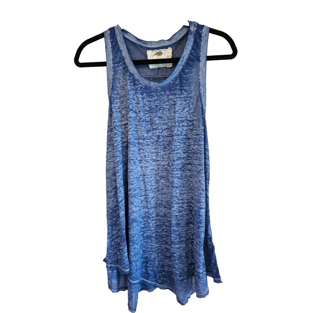 Cupio Womens Top Navy soft wash Sz Large sleeveless tank-y2K